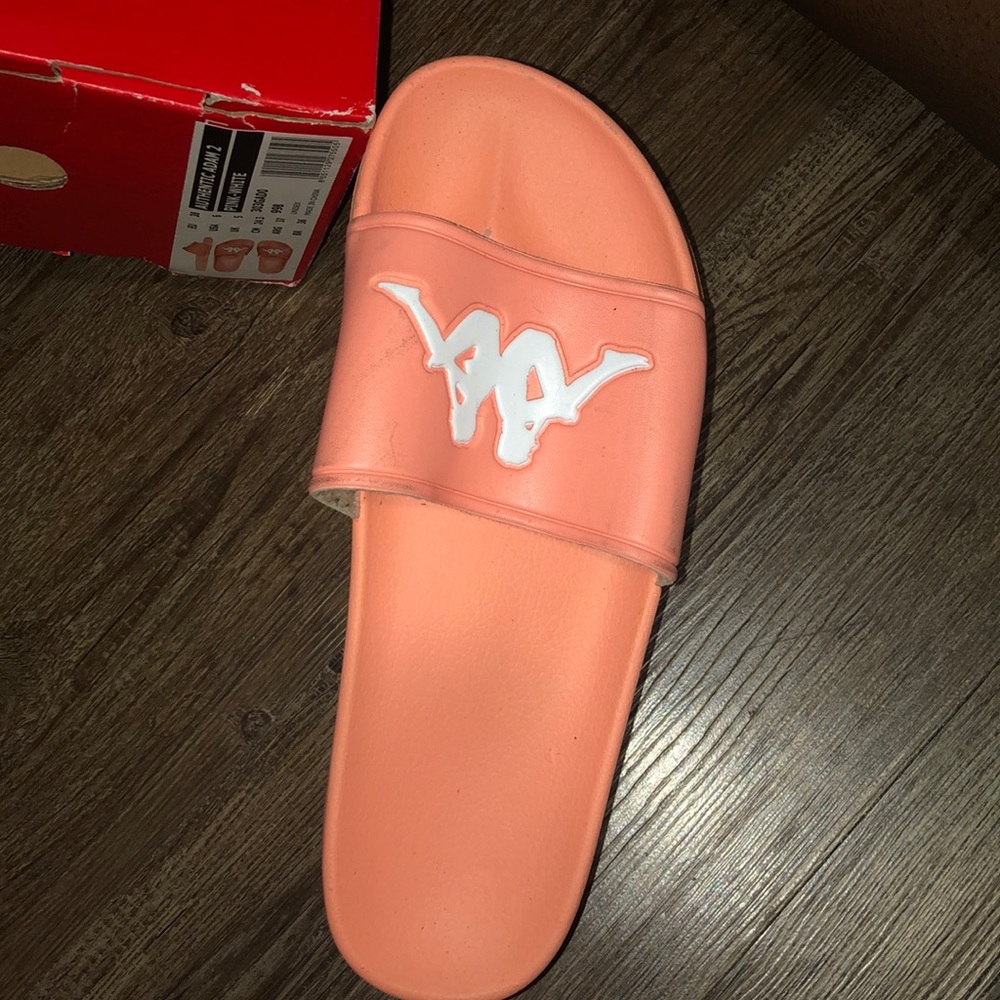 Kappa pink/peach and white slides